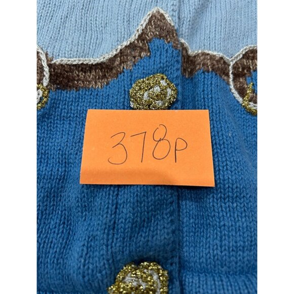Vintage Storybook Knits Angels Cardigan Sweater Blue Size Medium Heaven Cozy - Picture 9 of 10